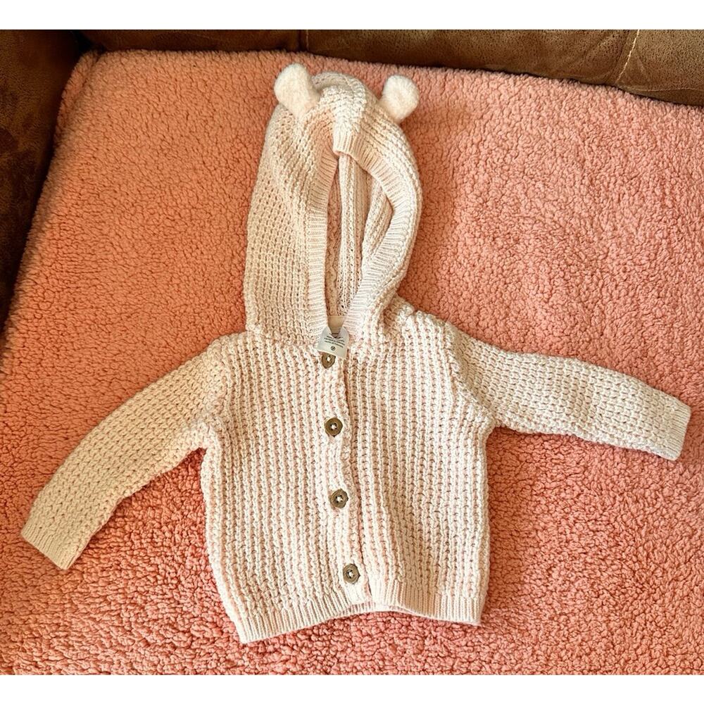 Carters newborn Sweater pink w/ears baby girl fall winter warm sweater